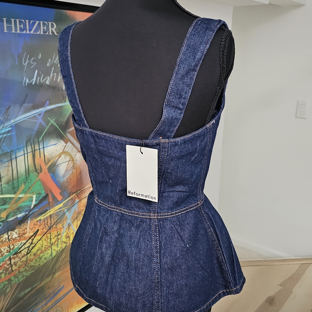 Reformation Dark Blue Denim Tank Top - Picture 2 of 4